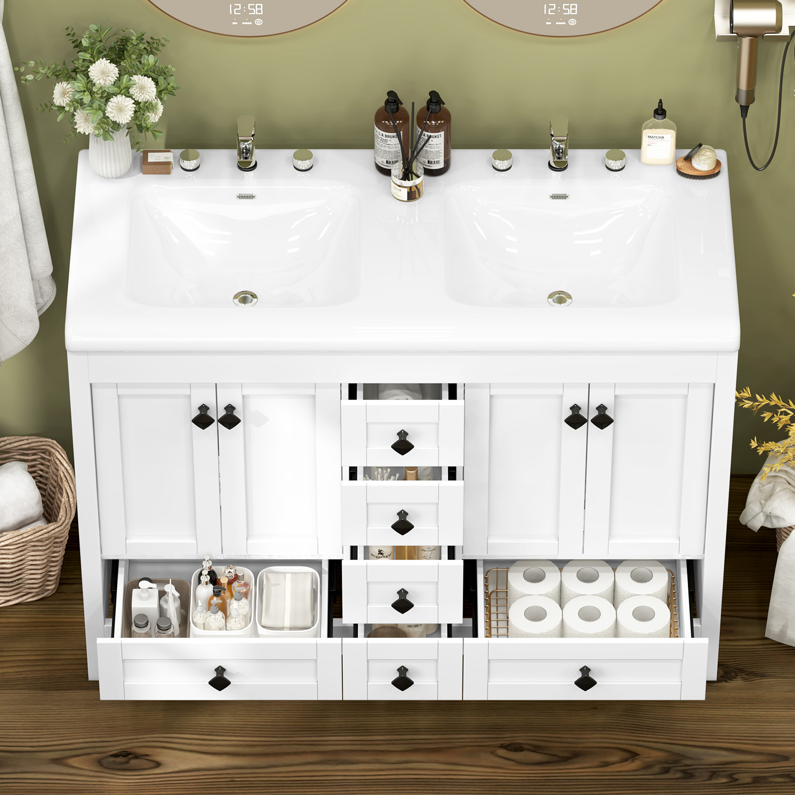 47.3 Inch White Bathroom Vanit - огляд і ціна Home Bathroom Vanity Combo